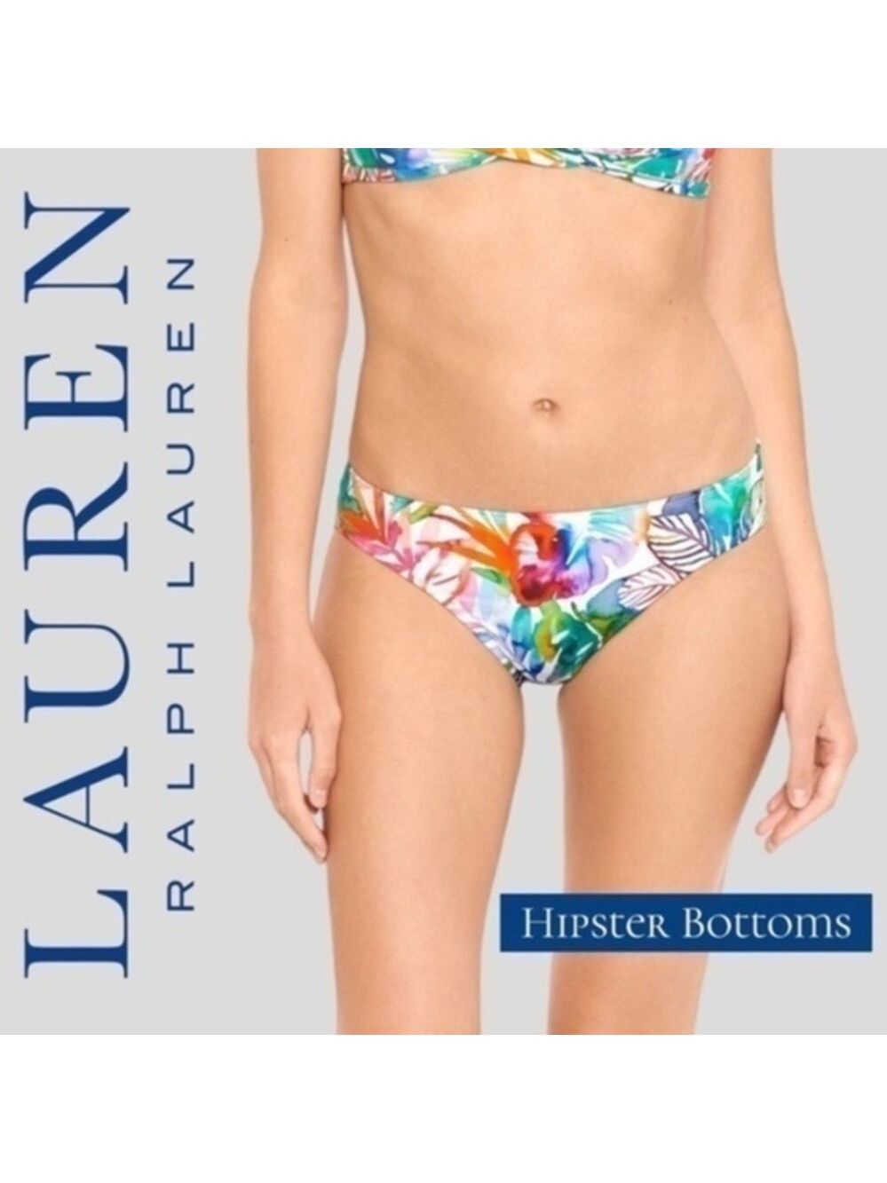 RALPH LAUREN Caribbean Watercolor Print Full Coverage Hipster Swim Bottoms NWT